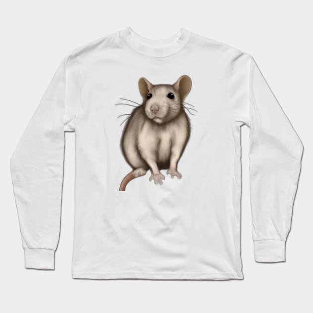 Cute Rat Drawing Long Sleeve T-Shirt by Play Zoo